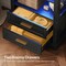 Tall Arched Bookcase with LED Lighting, Glass Panels, Shelves and Drawers